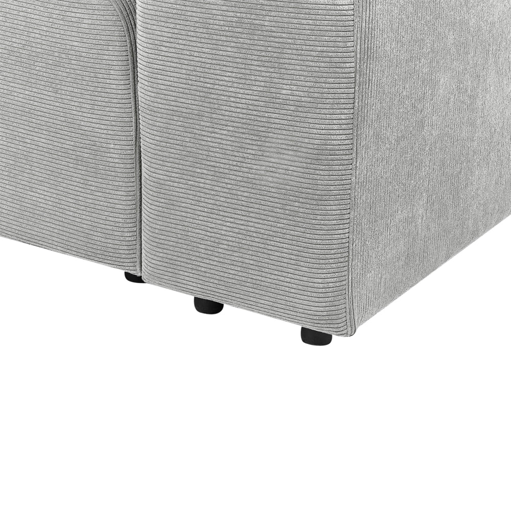 Divano componibile a 2 posti rivestito con velluto grigio stile moderno