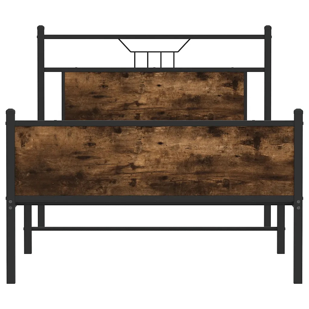 Letto singolo | Letto per adulti | Giroletto senza Materasso Rovere Fumo 100x190 cm in Truciolato