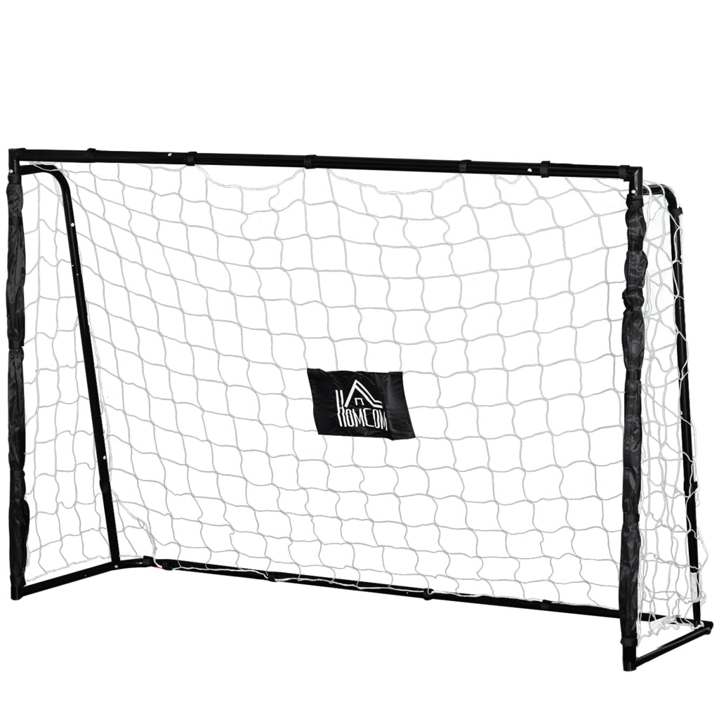 Porta da calcio con telaio in metallo rete PE picchetti e attrezzi 186x62x123 cm ¨C Xylo ¨C nero bianco
