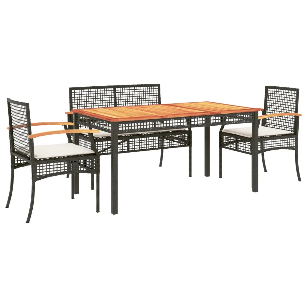 Set da Pranzo da Giardino 5 pz Nero con Cuscini in Polyrattancod mxl 114831