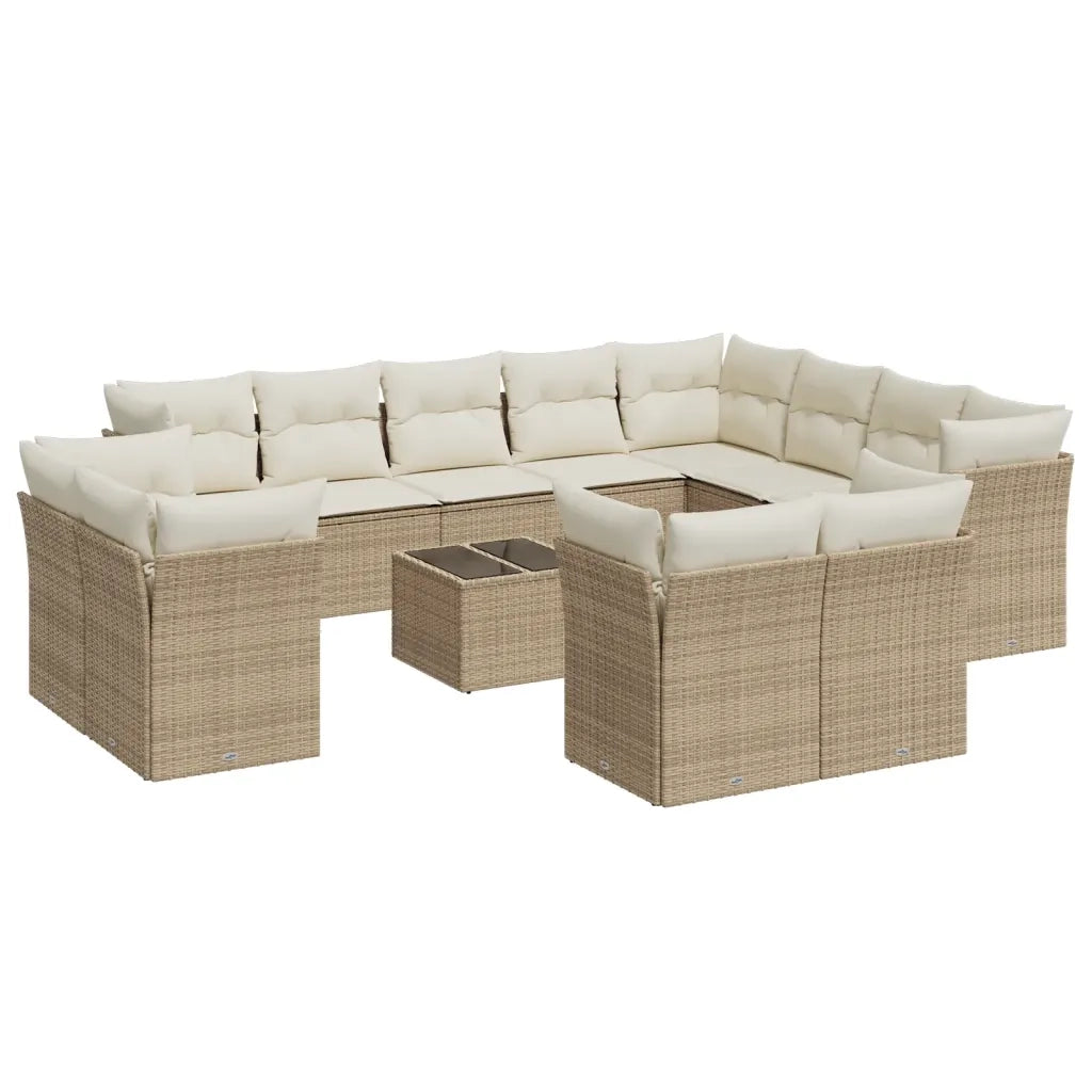 Set Divano da Giardino 13 pz con Cuscini Beige in Polyrattancod mxl 111548