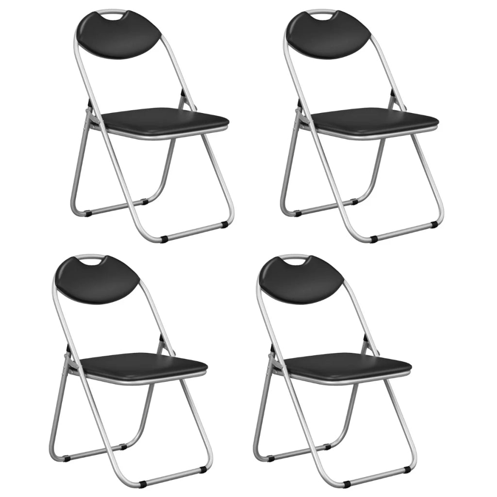 Set di 4 sedie pieghevoli in metallo 79 x 46 x 47 cm imbottite e facili da trasportare stile moderno nero 20_0017535