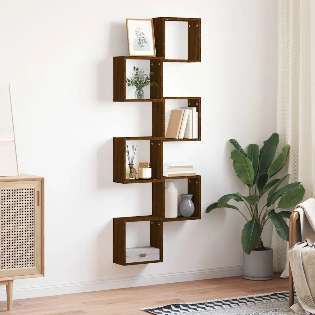 Mensole a Cubo 6 pz Rovere Marrone 30x15x30 cm 815887