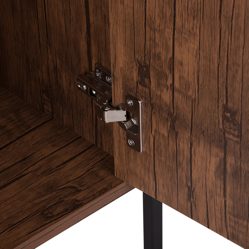 Madia credenza in Legno Scuro e Nero con Cassetti Industriale Soggiorno