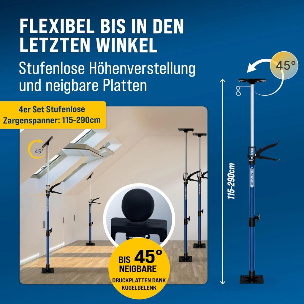 Supporto a Soffitto in Set da 4 Regolabile in Altezza 115-290cm Carico Max. 30kg Morsetto per Telaio Parete