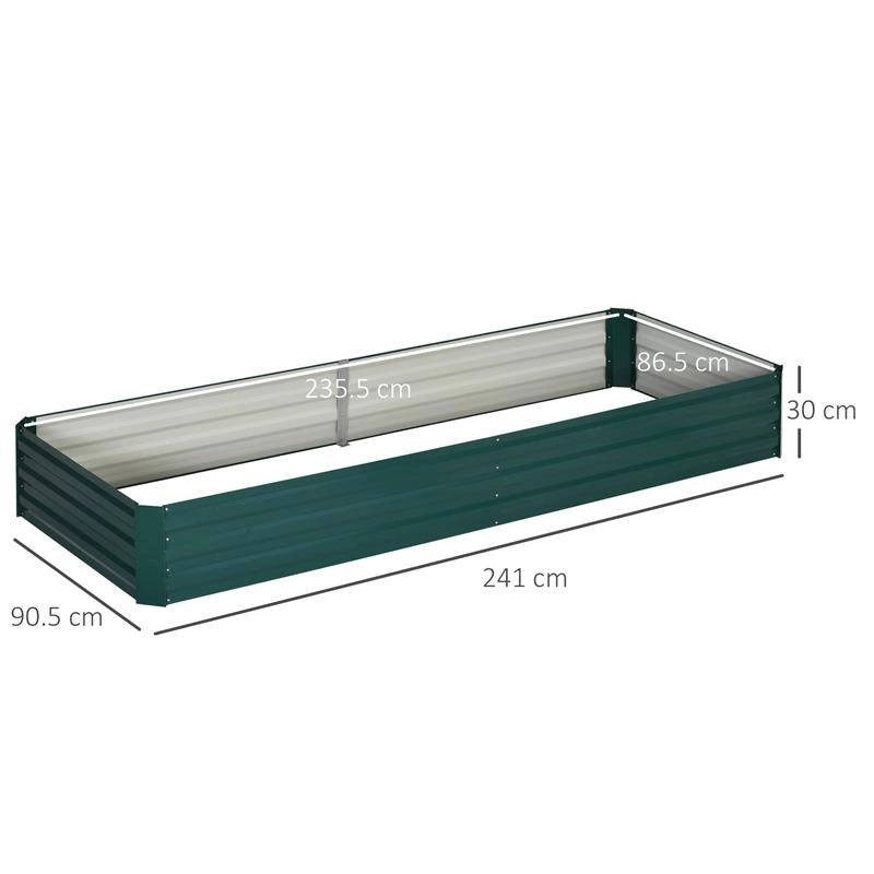 LETTO PER ORTO RIALZATO IN METALLO DA ESTERNO, PORTAPIANTE PER FIORI ED ERBE, 241X90,5X30CM