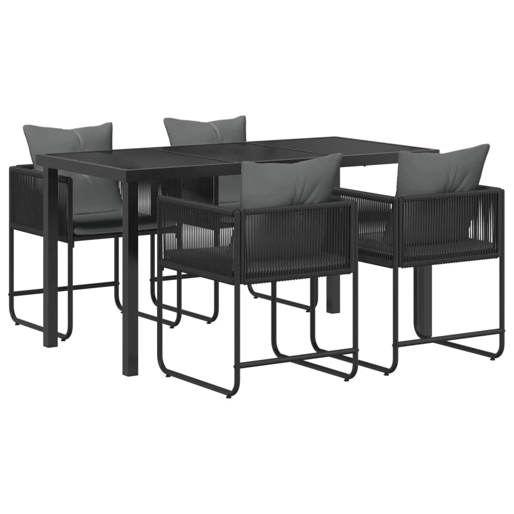 Set da Pranzo per Giardino 5 pcs Nero e antracite