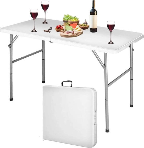 Tavolo da Campeggio Ripiegabile Tavolo Esterno Tavolo Pieghevole 120x60x74cm Bianco