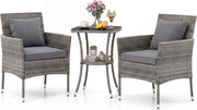Set di mobili da balcone piccolo balcone, mobili da giardino in rattan, tavolo da bistrot con 2 sedie, mobili da balcone, set da 3 pezzi con cuscino, balcone, set da 2 sedie, 1 tavolo per 2
