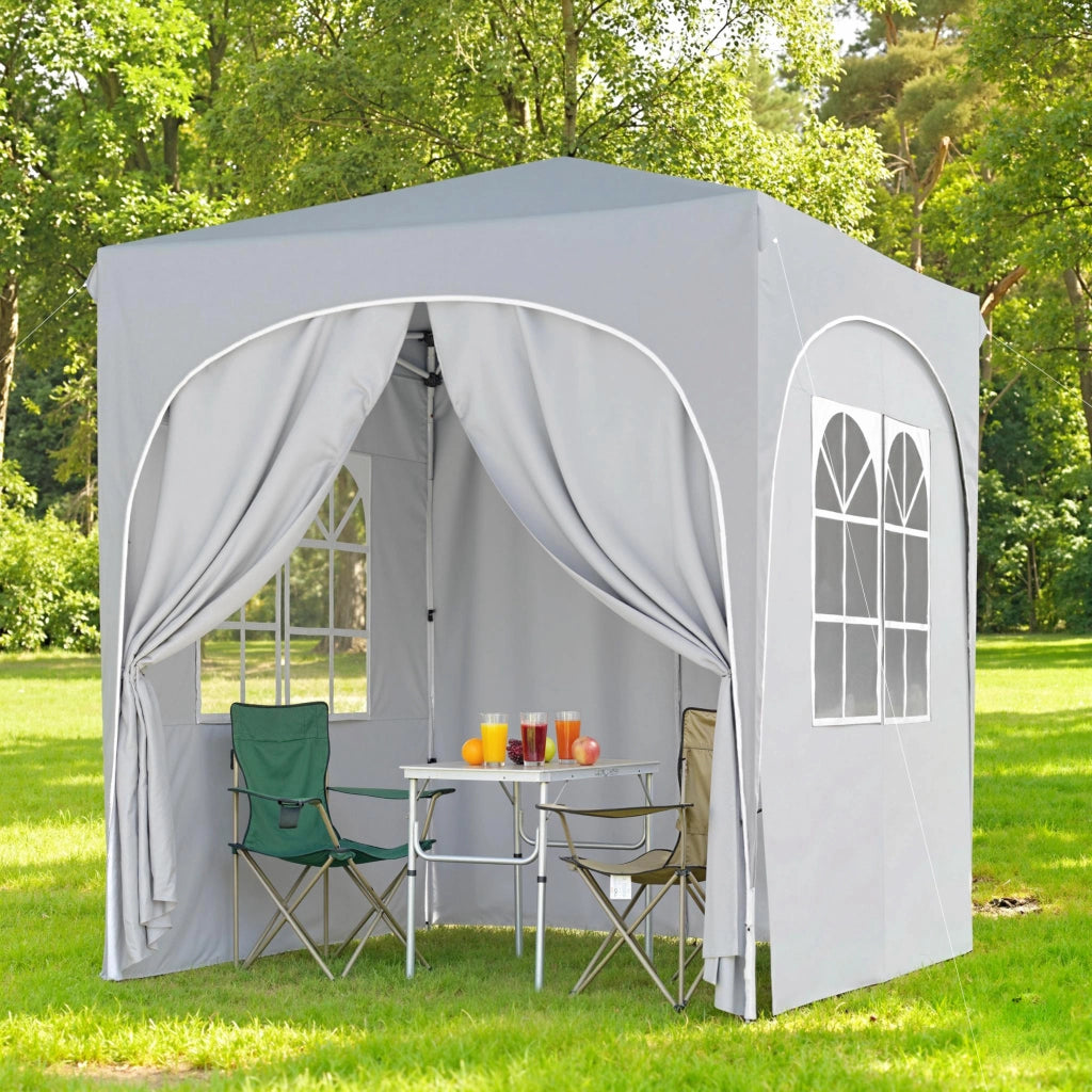Gazebo Pieghevole 2x2 m ¨C zephmum ¨C Grigio Chiaro