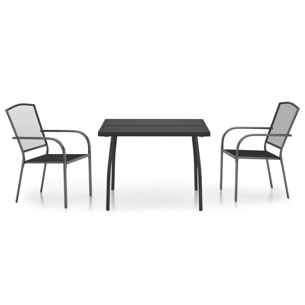 Set da Pranzo da Giardino 3 pz in Acciaio Antracite 3187967