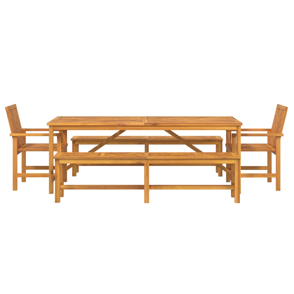 Set da Pranzo da Giardino 5 Pezzi in Legno Massello di Acacia