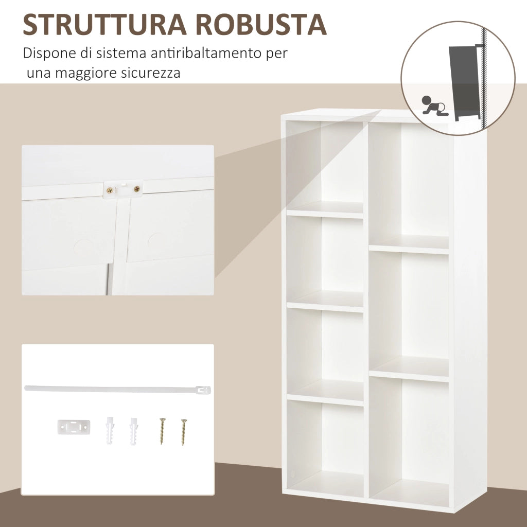 Libreria Moderna a Cubi con Ripiani ¨C Zephmum ¨C Legno Truciolato Bianco 50x24x106 cm