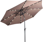 Ombrellone da Giardino con LED Luci Ø300 cm, Parasole da Esterno Ombrello da Spiaggia (Marrone)