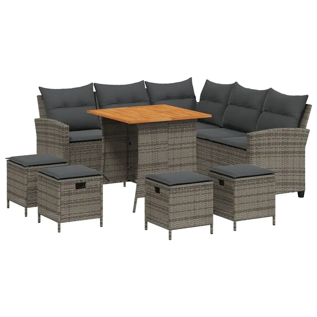 Set Divani da Giardino 6 pz con Cuscini a Forma di L Polyrattan 3213541