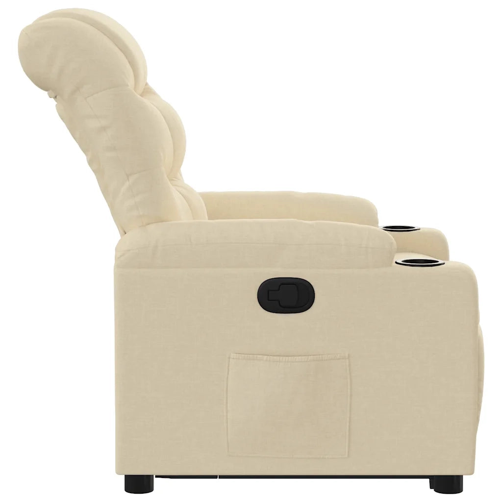 Poltrona | Sedia Relax Alzapersona Reclinabile Crema in Tessuto