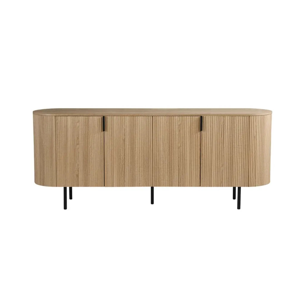 Buffet VAGOS – Coloris rovere naturale – 4 porte – 200 cm – Grande credenza moderna – Ampio spazio di conservazione