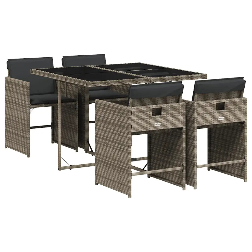 Set da Pranzo da Giardino 5 pz con Cuscini in Polyrattan Grigio 3211076