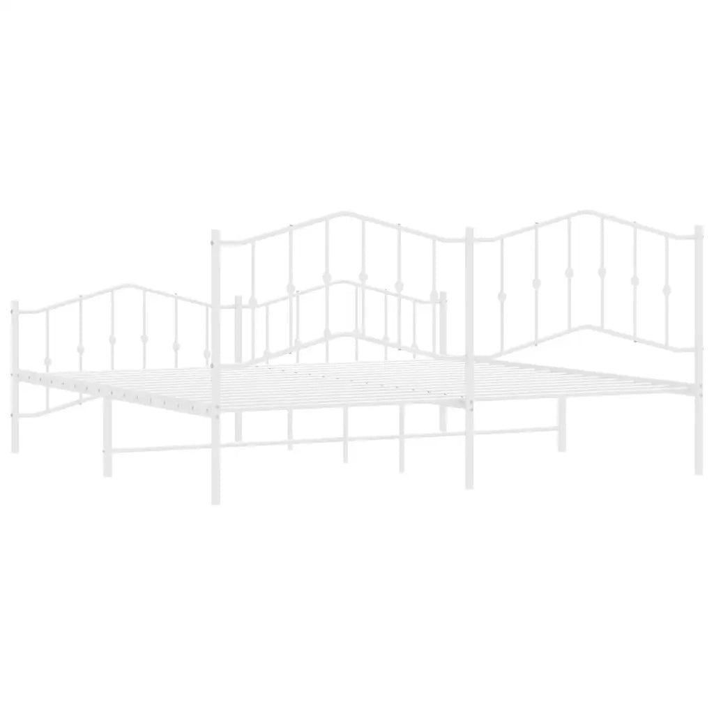 Giroletto con Testiera e Pediera-Struttura Letto Metallo Bianco 193x203 cm 731611