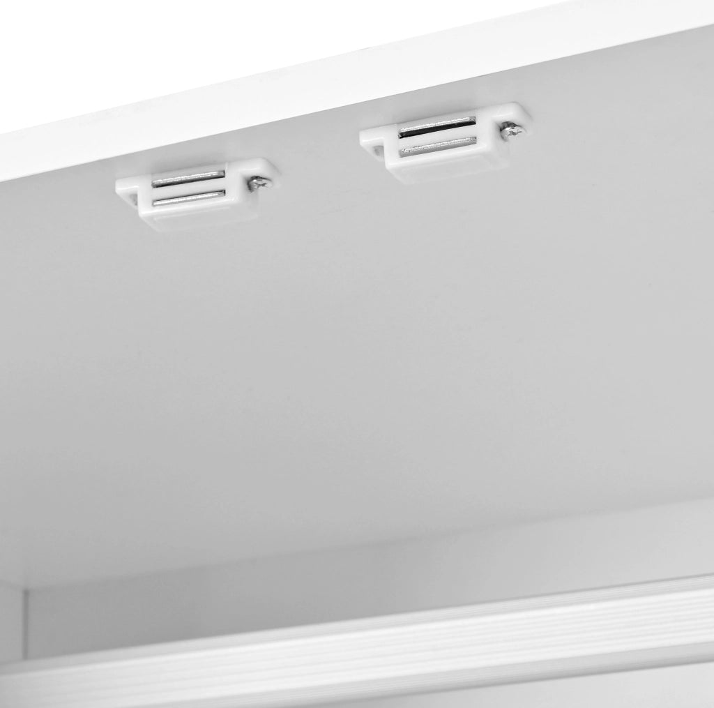 Armadio bianco con cassetto in rattan 80x48x175 cm