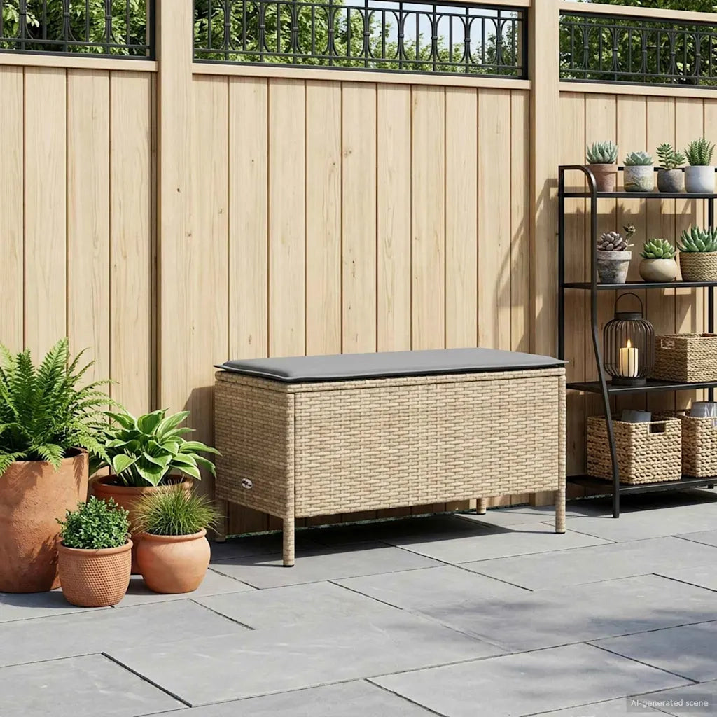 Sedia da giardino-Poggiapiedi da Giardino Beige e Grigio Chiaro 80 x 38 x 42 cm
