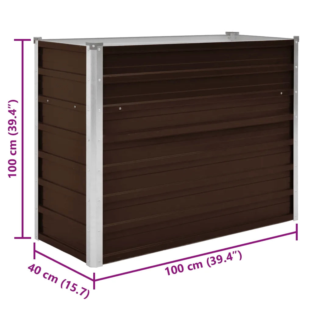 Letto Rialzato Giardino Marrone 100x40x77 cm in Acciaio Zincato 45719