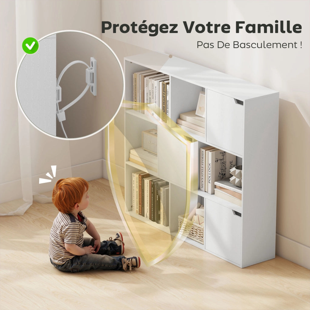 Libreria 9 cubi con ante e ripiani aperti ¨C zephmum ¨C bianco 106x24x95 cm
