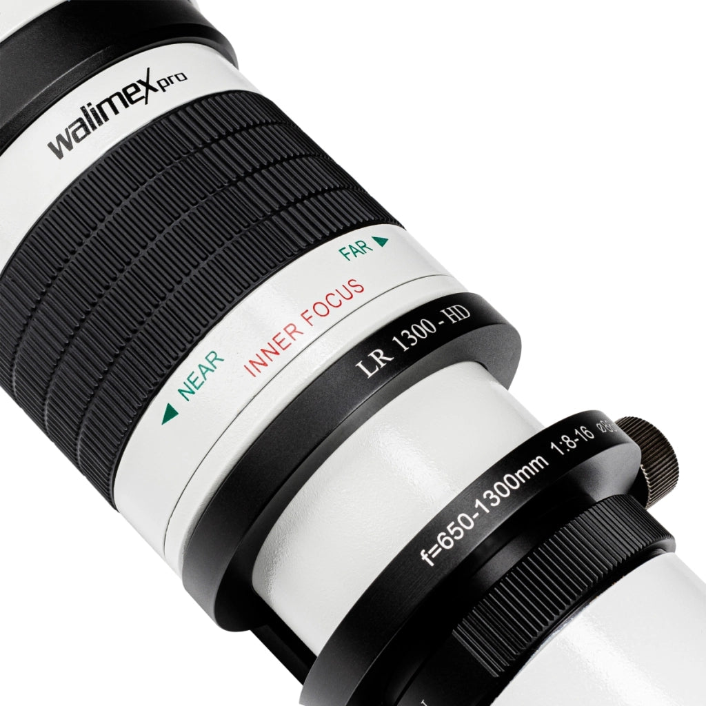 Teleobiettivo 650-1300mm 1:8-16 CSC compatibile con Sony E – Focus manuale, obiettivo zoom tele per full-frame e Sensore APS-C – incl. coperchio e custodia