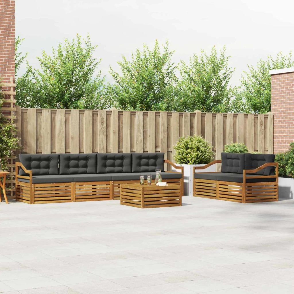 Set di divani da esterno con cuscino 7 pcs Naturale e Antracite 3373077