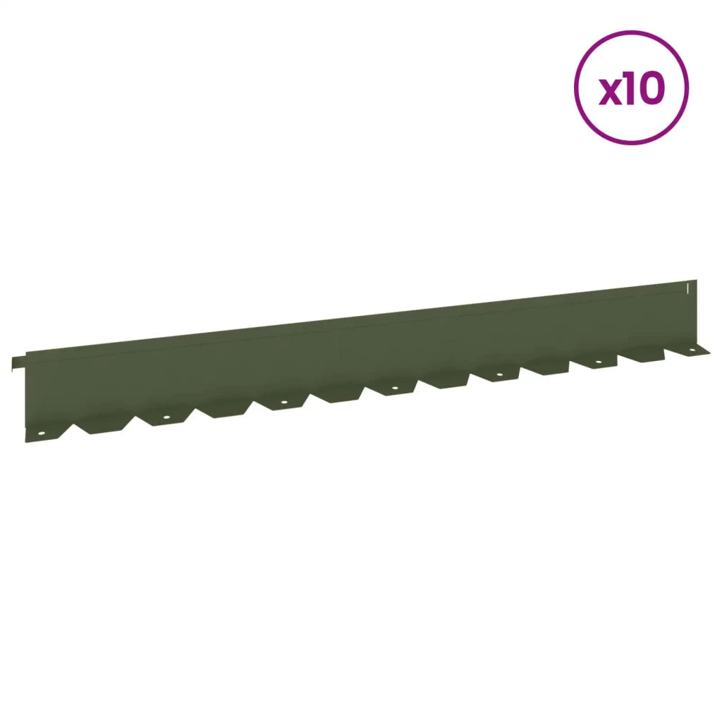 Bordura per Prato 10 pz 102 x 10 x 4 cm Acciaio Verde Oliva 8008751