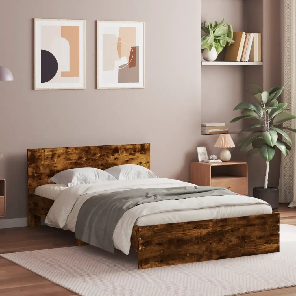 Giroletto con Testiera-Struttura Letto con testiera Rovere Fumo 120x200 cm