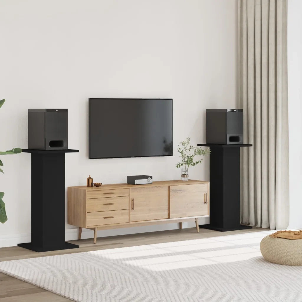 Supporti Altoparlanti 2 pz Neri 30x30x95cm in Legno Multistrato CFW9394811