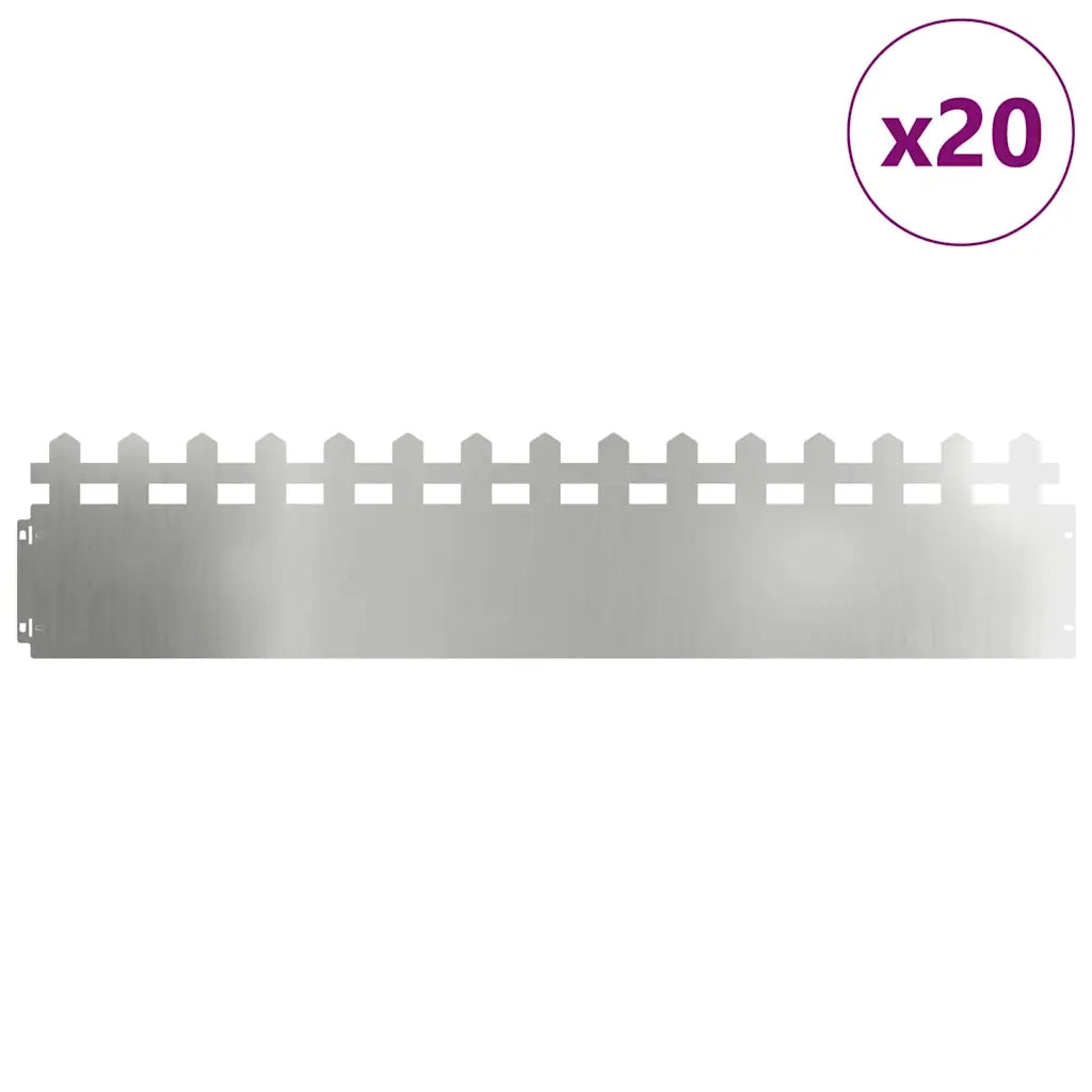 Bordure per prato 20 pcs Argento 103 x 0,05 x 22 cm