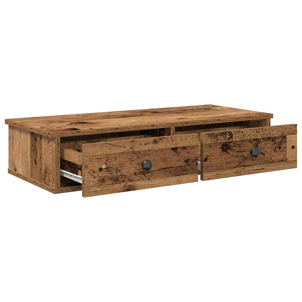 Scaffale a Parete con Cassetti Antico 80x31x17 cm in Truciolato 859957