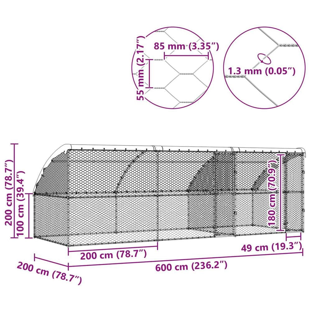 Cuccia Per Cani 3 Pz Argento 6 X 2 X 2 M Acciaio Zincato