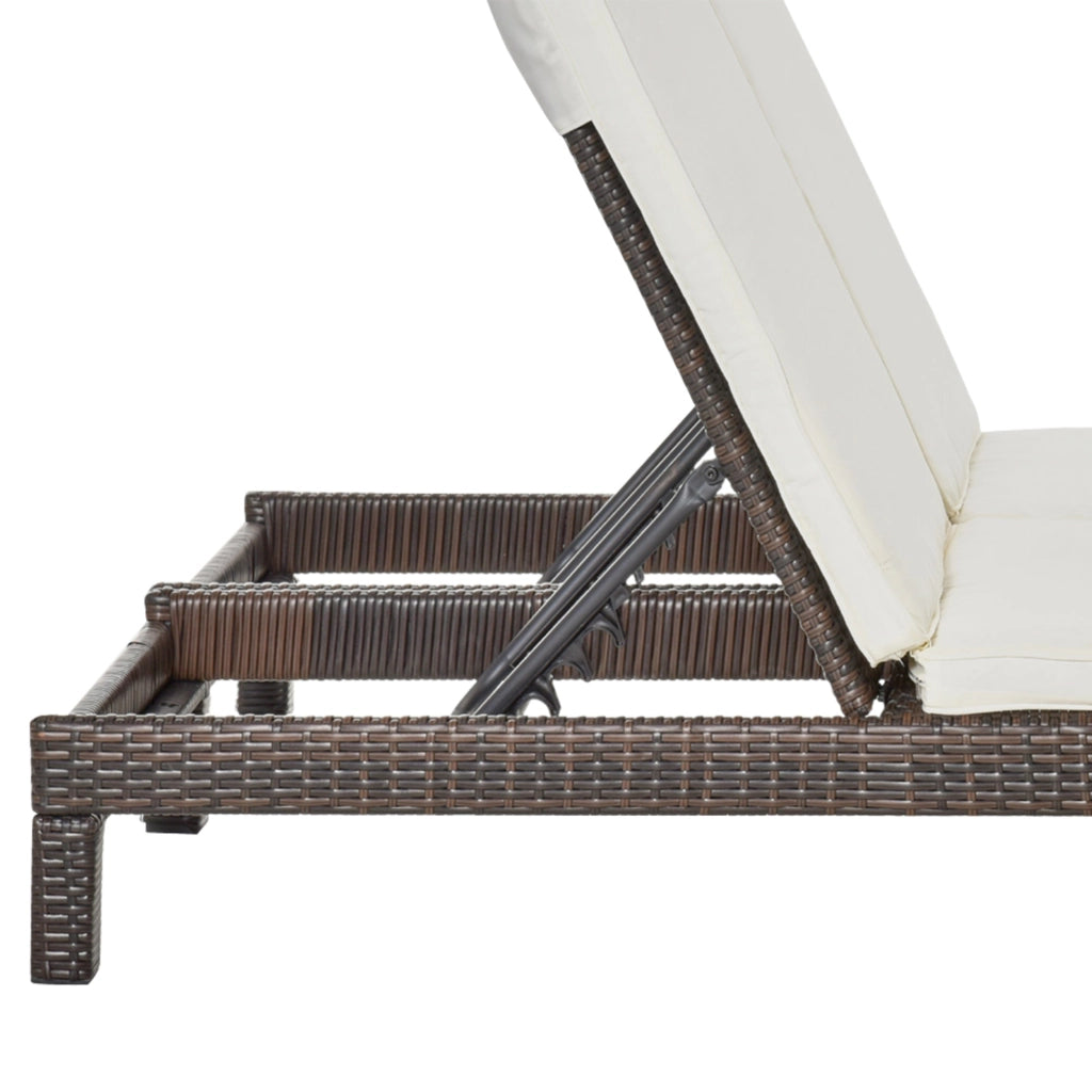 Lettino Prendisole da Giardino Matrimoniale in Rattan  Marrone e Bianco