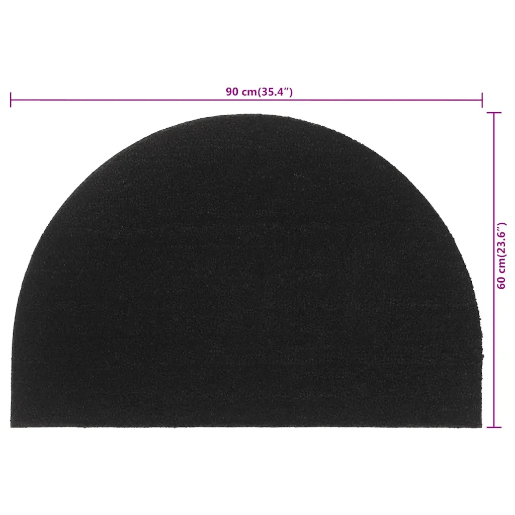 Zerbino | Tappetino Nero Mezzo Rotondo 60x90 cm Fibra di Cocco