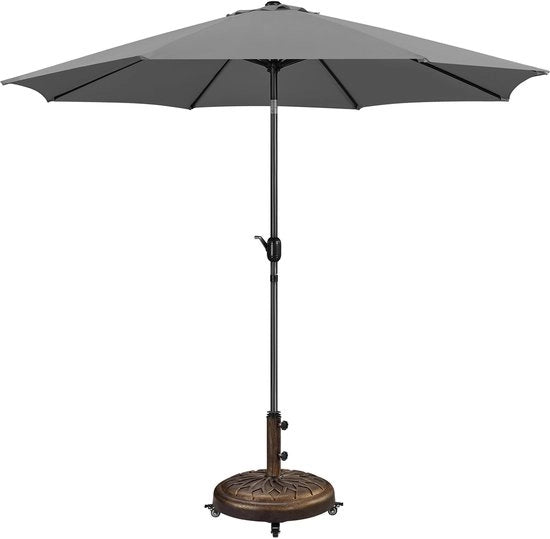 Ombrellone con base in acciaio da 24,7 kg su ruote, ombrellone per balcone con diametro 50,6 cm, set di ombrelloni per balcone con maniglia e schermo per giardino