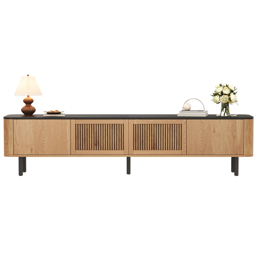 Mobile TV con 2 Ante a Griglia e 4 Vani; Stile Moderno; in MDF e Pannello Truciolare; 190??35??45 cm; Rovere