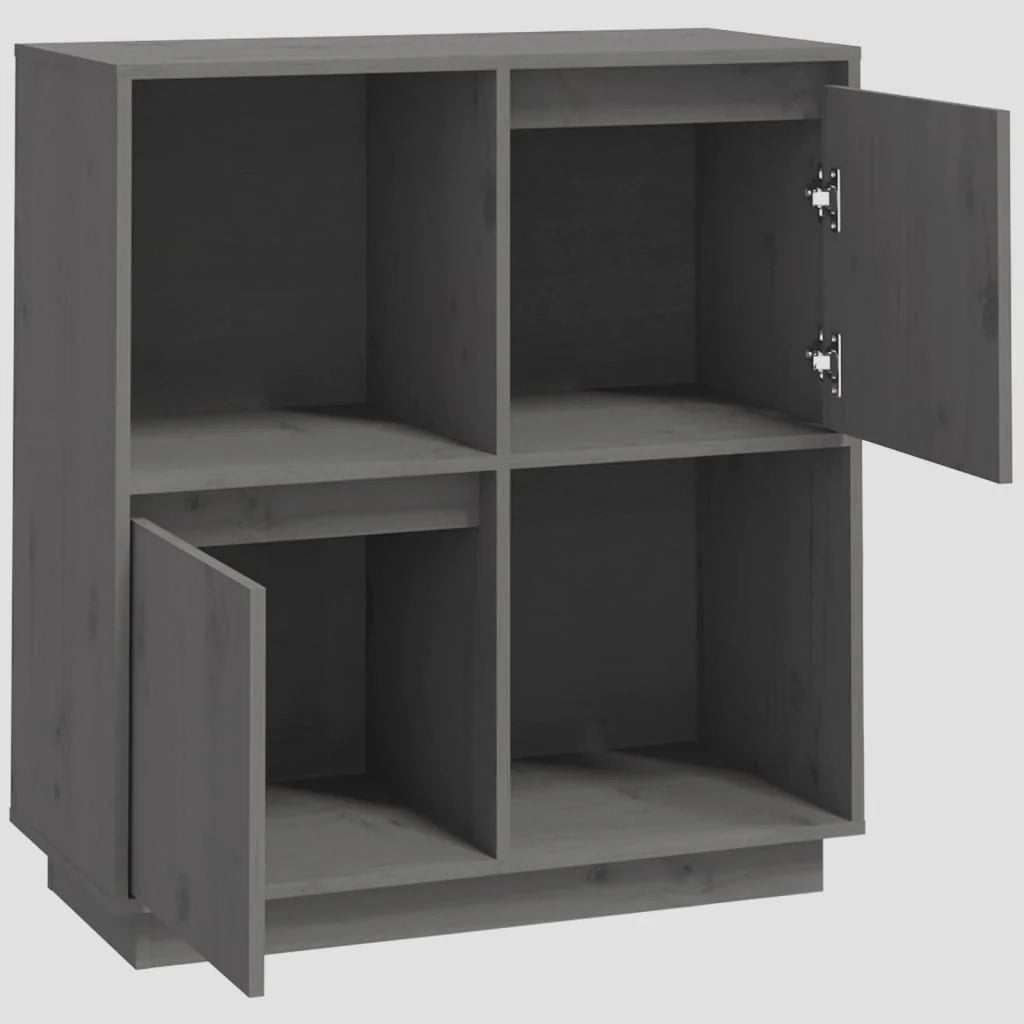 Buffet credenza cassettiera armadio mobile contenitore organizer per cucina soggiorno salotto 74 x 35 x 80 cm legno massello di pino grigio 02_0031803