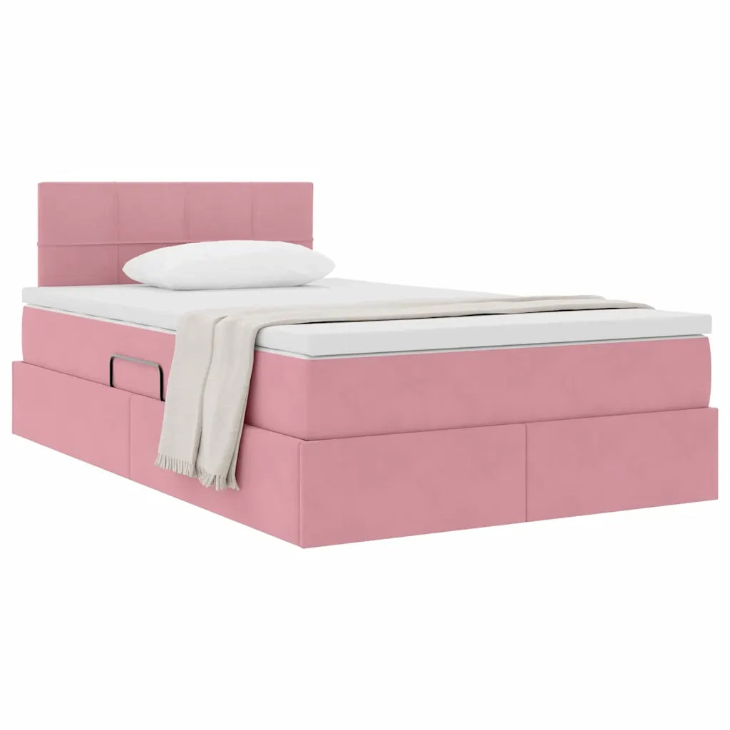 Letto con Contenitore con materasso Rosa 120 x 200 cm Velluto 3370754