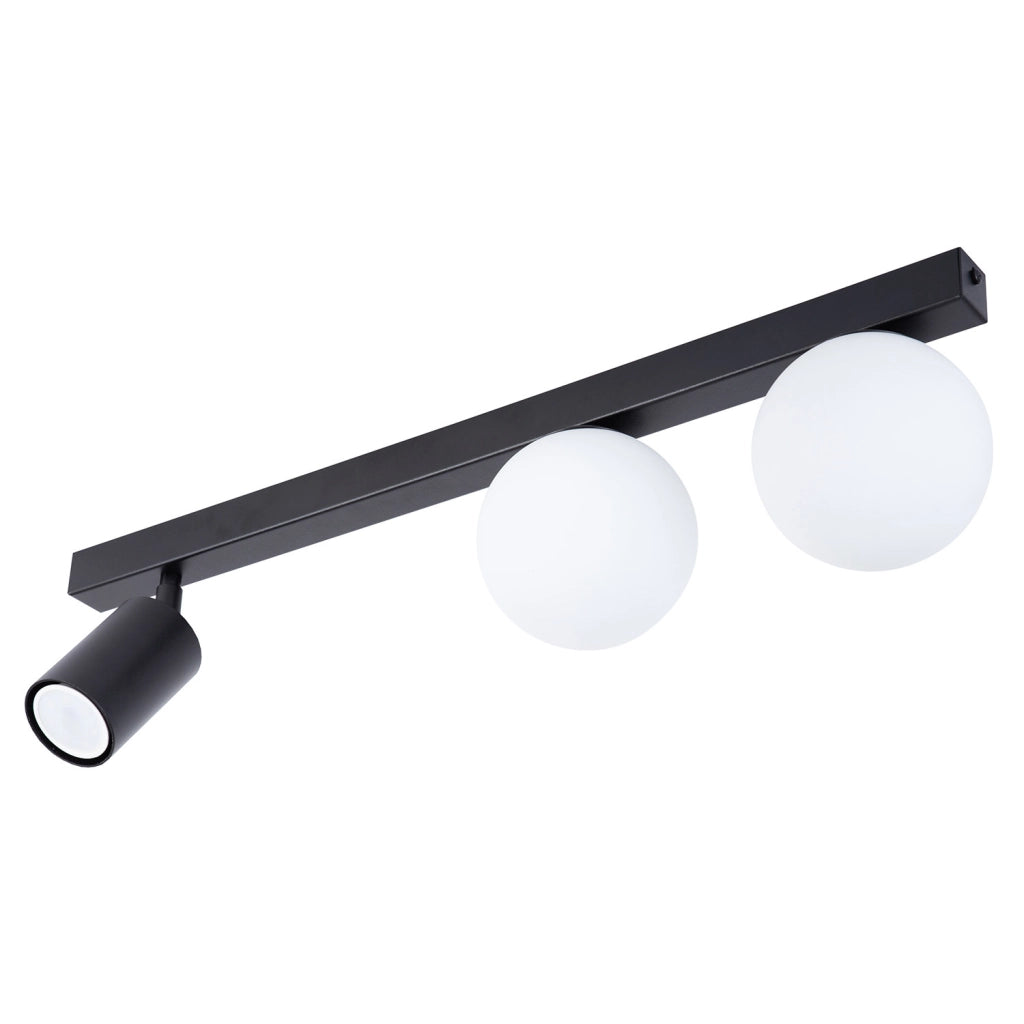 Plafoniera Tavira Sigma nera 60cm vetro bianco 2xG9+GU10
