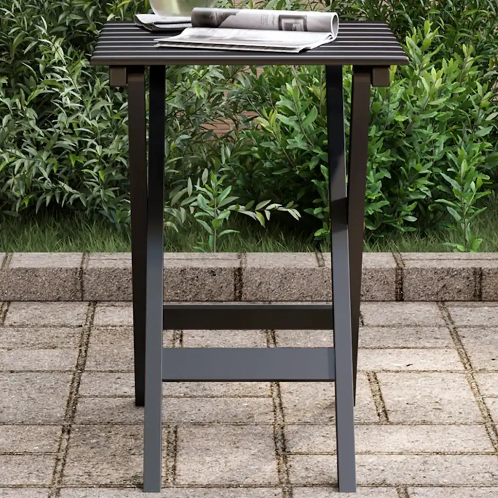 Tavolino da Giardino | Tavolino Laterale Pieghevole Nero in Legno Massello di Pioppo