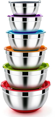 Set di miscelazione in acciaio inossidabile - Coperchio ermetico - Stacking - Resistente all'acqua del lavastoviglie - Per miscelare e conservare
