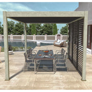 Pergola bioclimatica OmbrÃ©a 3x4M autoportante Woodlook/Antracite + 1 pannello frangivista 1M Antracite VS