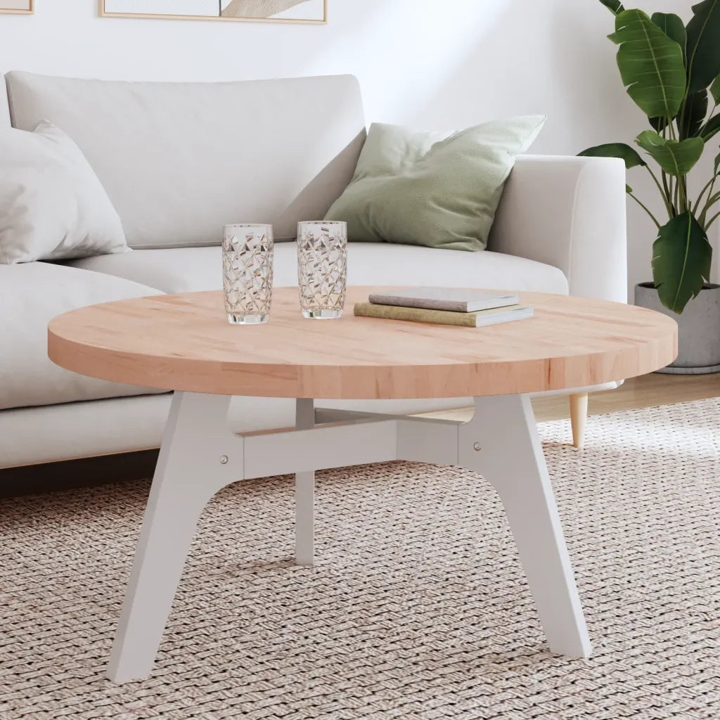 Piano per Tavolo Ã˜90x4 cm Rotondo in Legno Massello di Faggio