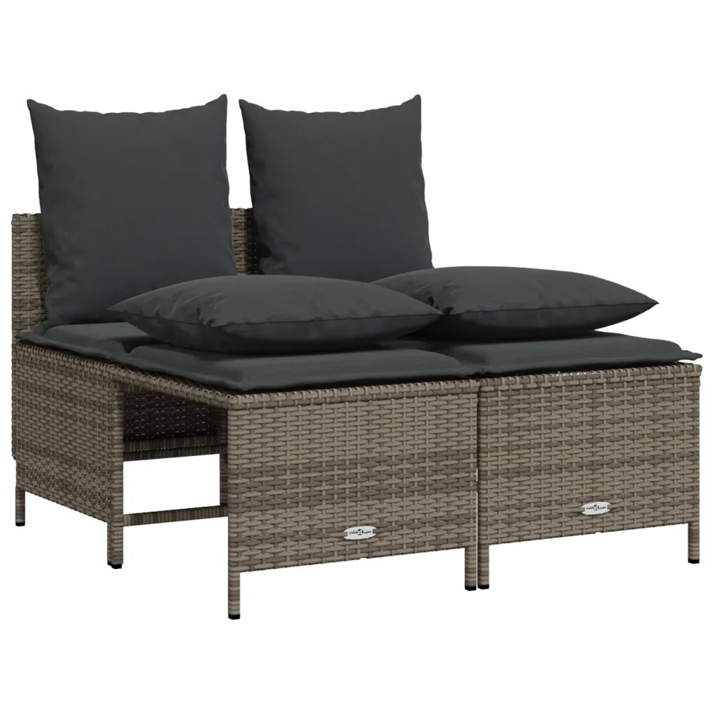 Set Divani da Giardino 4 pz con Cuscini in Polyrattan Grigio 368382