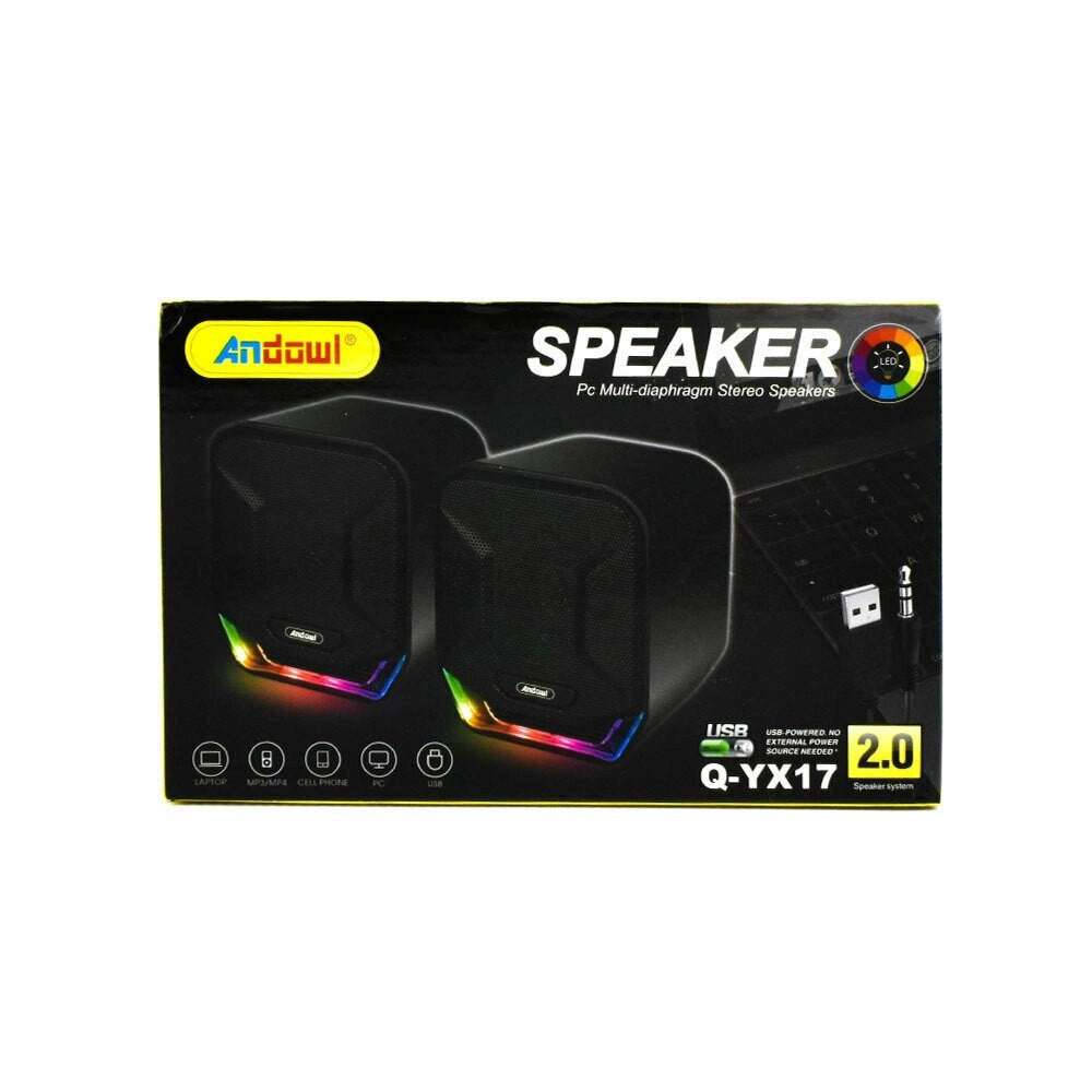 Trade Shop - Mini Altoparlanti Casse Per Computer 3w Cablati Con Luce Rgb Led Q-yx17 Jack Usb -