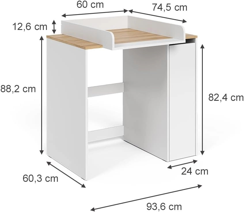 Mobile lavatrice Viktor, Bianco/Artisan, 93.6 x 88.2 cm 2 parti con fasciatoio