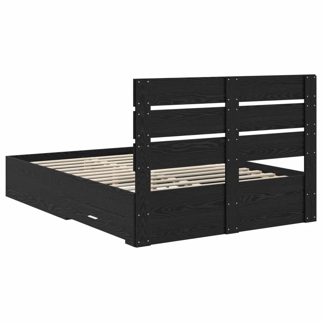 Struttura del letto Rovere Nero Legno multistrato